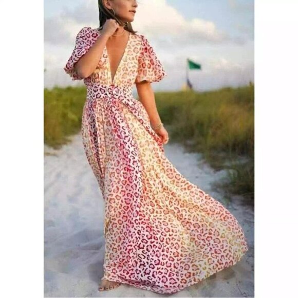 Rococo Sand Avana Orange Leopard Dress XS NWT $640 - Picture 8 of 14